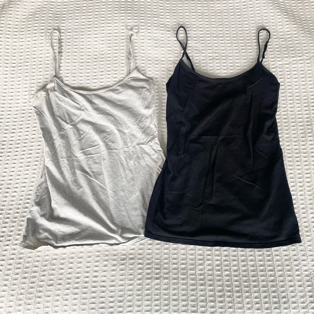 Women's Black and Light Grey Spaghetti Strap Tops small tall